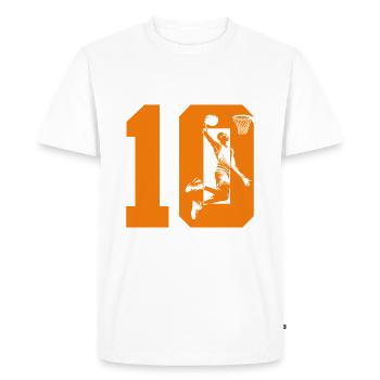 NUMÉRO 10 : 10E ANNIVERSAIRE DE BASKET-BALL - T-shirt Premium bio Homme - blanc - Devant - Nico (187cm)