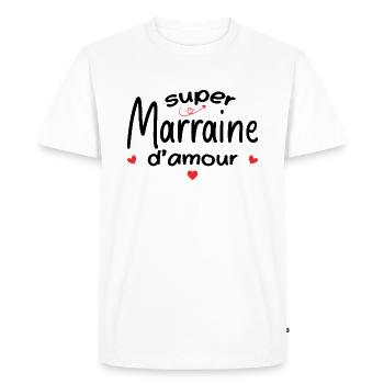 Marraine D'amour - Cadeau Meilleure Marraine - T-shirt Premium bio Homme - blanc - Devant - Nico (187cm)