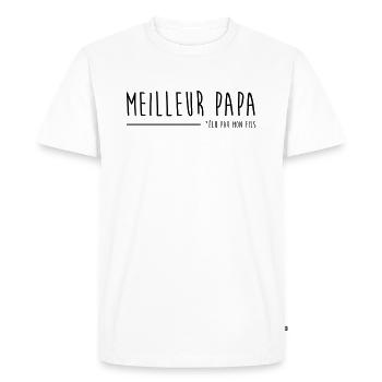 Meilleur papa élu par mon fils - T-shirt Premium bio Homme - blanc - Devant - Nico (187cm)