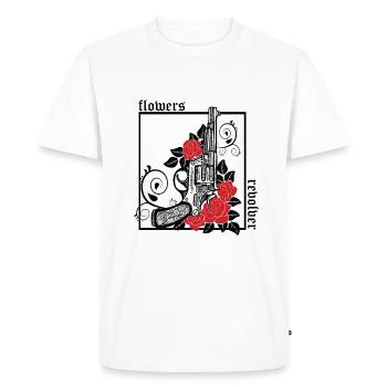 revolver with flowers - T-shirt Premium bio Homme - blanc - Devant - Nico (187cm)