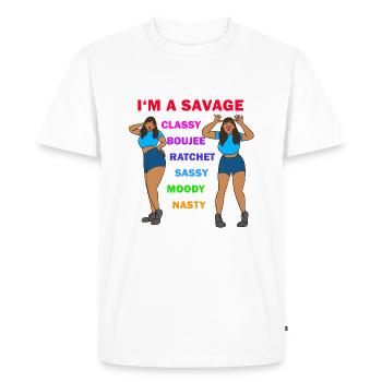 I'm a savage - Men's Premium Organic T-Shirt - white - Front - Nico (187cm)