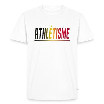ATHLETISME ATHLETE COUREUR CADEAU SPORT BELGIQUE - T-shirt Premium bio Homme - blanc - Devant - Nico (187cm)