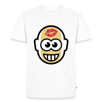 Baldy With Kiss On Forehead (3C) - Men's Premium Organic T-Shirt - white - Front - Nico (187cm)