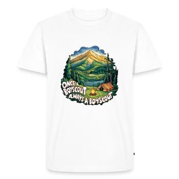 Campeur un jour, campeur toujours, expérience de la nature à l’état pur - T-shirt Premium bio Homme - blanc - Devant - Nico (187cm)