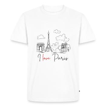 I Love Paris - L'Amour pour la Ville Lumière - T-shirt Premium bio Homme - blanc - Devant - Nico (187cm)