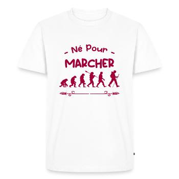 né pour marcher évolution - T-shirt Premium bio Homme - blanc - Devant - Nico (187cm)