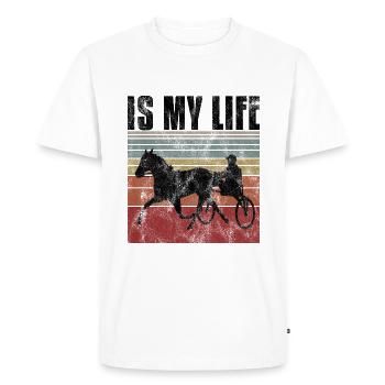 Ma vie est-elle Trabreiter Trabrennen Trabreiten Retro - T-shirt Premium bio Homme - blanc - Devant - Nico (187cm)