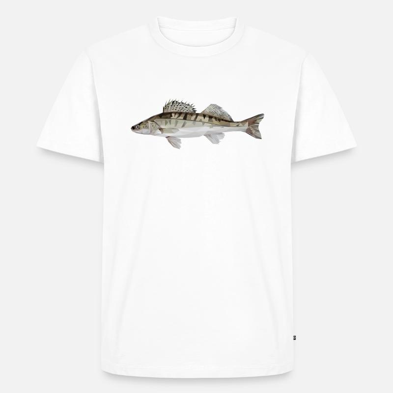 Low Poly Zander - Männer Premium Bio T-Shirt - Weiß