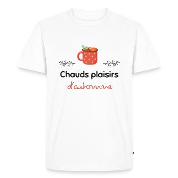 Chauds plaisirs d'automne ! | Cadeau - T-shirt Premium bio Homme - blanc - Devant - Nico (187cm)