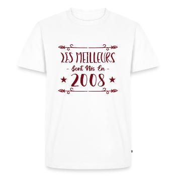 Les meilleurs sont nés en 2008 - T-shirt Premium bio Homme - blanc - Devant - Nico (187cm)