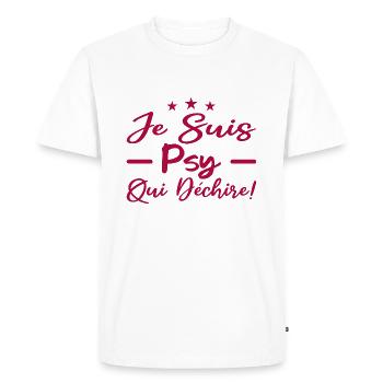 je suis psy qui déchire - T-shirt Premium bio Homme - blanc - Devant - Nico (187cm)