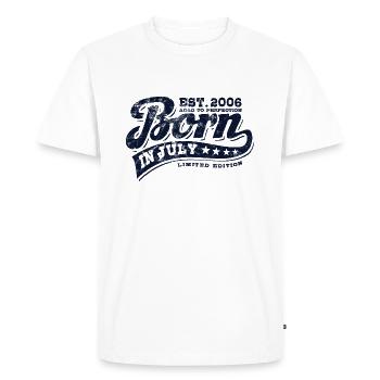 Né(e) en juillet 2006 - Anniversaire - Cadeau - T-shirt Premium bio Homme - blanc - Devant - Nico (187cm)
