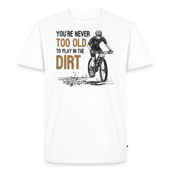 Vélo de montagne jamais trop vieux pour jouer dans la saleté - T-shirt Premium bio Homme - blanc - Devant - Nico (187cm)