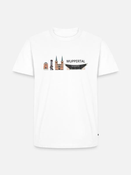 Wuppertal - bekannte Gebäude (Schriftzug) - Männer Premium Bio T-Shirt - Weiß