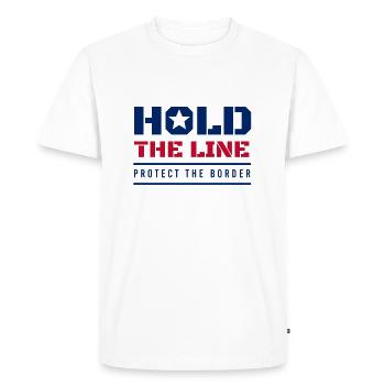 Le TEXAS tient la ligne, protège la frontière - T-shirt Premium bio Homme - blanc - Devant - Nico (187cm)
