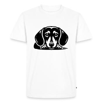 Conception vectorielle de teckel couché - T-shirt Premium bio Homme - blanc - Devant - Nico (187cm)