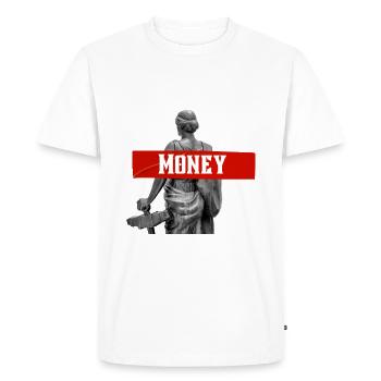 Money all languages - T-shirt Premium bio Homme - blanc - Devant - Nico (187cm)