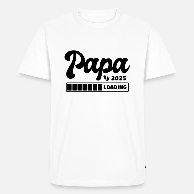 Papa 2025 loading - Schwangerschaft - Geschenk - Männer Premium Bio T-Shirt - Weiß