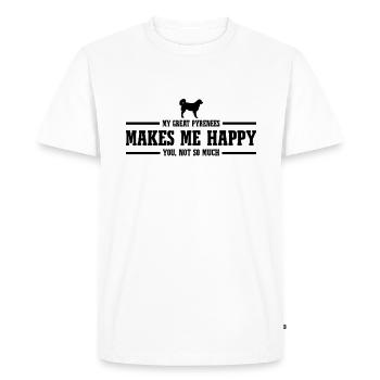 Great Pyrenees Makes Me Happy Saying Dog Wilsigns - Men's Premium Organic T-Shirt - white - Front - Nico (187cm)