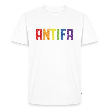 Fierté Antifa - T-shirt Premium bio Homme - blanc - Devant - Nico (187cm)