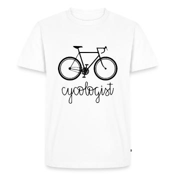 Cycologist, Bicycle, Cycling, Cycle saying cool - Men's Premium Organic T-Shirt - white - Front - Nico (187cm)