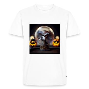 Halloween Pirate Skull Globe - T-shirt Premium bio Homme - blanc - Devant - Nico (187cm)