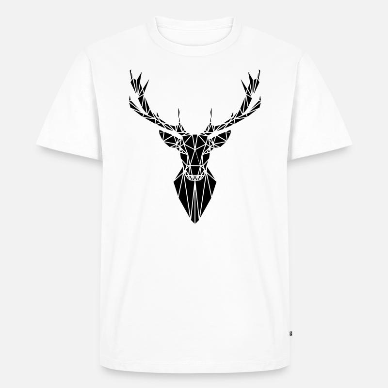 Hirsch - Männer Premium Bio T-Shirt - Weiß