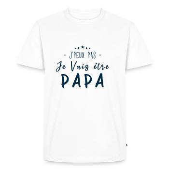 Je peux pas je vais être PAPA - T-shirt Premium bio Homme - blanc - Devant - Nico (187cm)