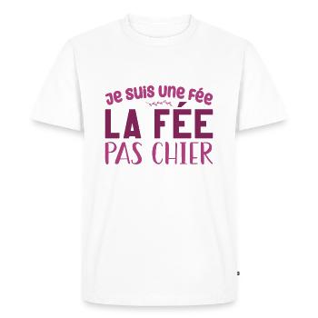 Je Suis Une Fée, La Fée Pas Chier - T-shirt Premium bio Homme - blanc - Devant - Nico (187cm)