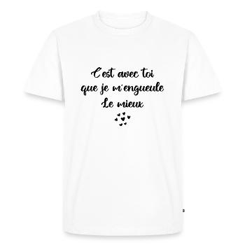 C'est avec toi que je m'engueule le mieux - T-shirt Premium bio Homme - blanc - Devant - Nico (187cm)