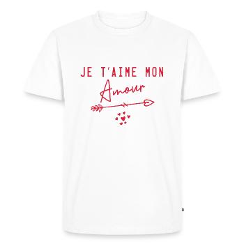 je t'aime mon amour avec un coeur - T-shirt Premium bio Homme - blanc - Devant - Nico (187cm)