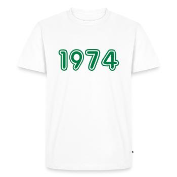 College Zahlen, Jahreszahlen, Jahrgang, 1974 - T-shirt Premium bio Homme - blanc - Devant - Nico (187cm)