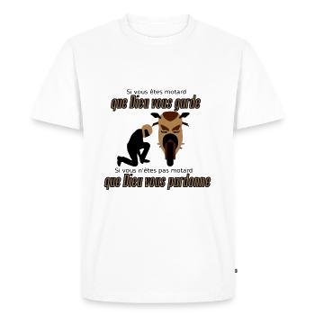 Que Dieu vous pardonne - T-shirt Premium bio Homme - blanc - Devant - Nico (187cm)