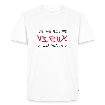Je ne suis pas vieux, je suis Vintage ! - Men's Premium Organic T-Shirt - white - Front - Nico (187cm)