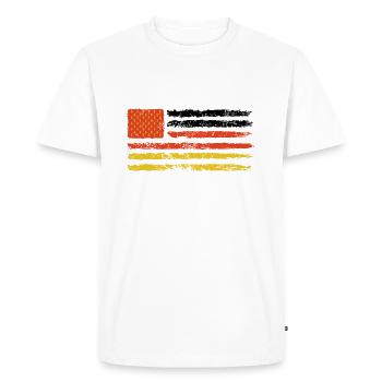 GDR goes America, hammer and compass in US flag - Men's Premium Organic T-Shirt - white - Front - Nico (187cm)