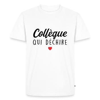 Collègue Qui Déchire - T-shirt Premium bio Homme - blanc - Devant - Nico (187cm)