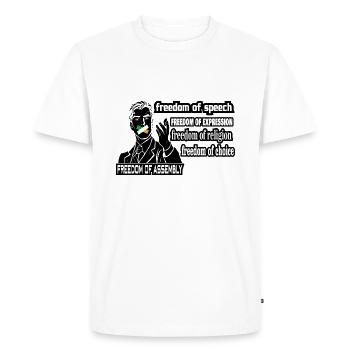 Principe de liberté d’expression qui soutient la liberté - T-shirt Premium bio Homme - blanc - Devant - Nico (187cm)