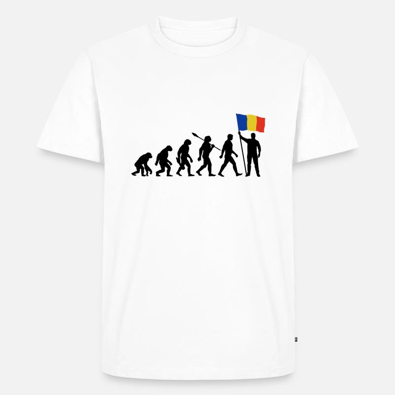 Rumänien - Evolution - Flagge - Nation - Männer Premium Bio T-Shirt - Weiß