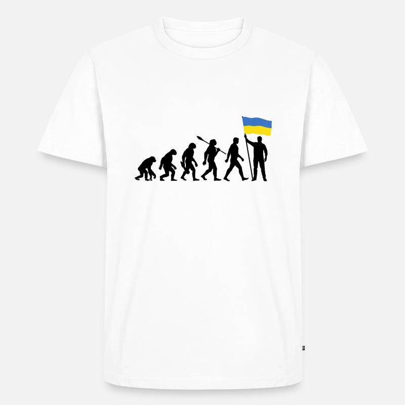 Ukraine - Evolution - Flagge - Nation - Männer Premium Bio T-Shirt - Weiß