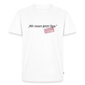 Nous mangeons les signes de la vie de grand-père - T-shirt Premium bio Homme - blanc - Devant - Nico (187cm)