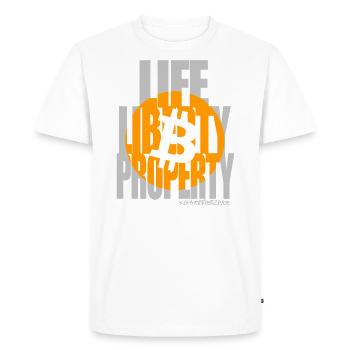 LIFE LIBERTY PROPERTY - Men's Premium Organic T-Shirt - white - Front - Nico (187cm)