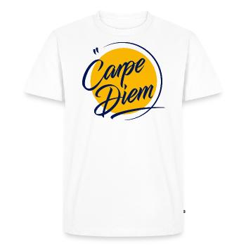 Badge Vintage Carpe Diem - T-shirt Premium bio Homme - blanc - Devant - Nico (187cm)