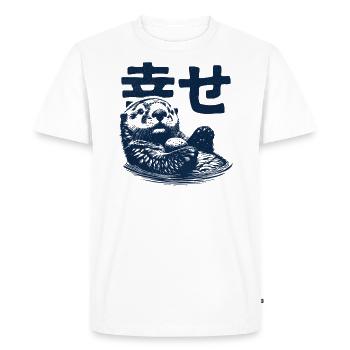 Loutre de mer avec pierre préférée - T-shirt Premium bio Homme - blanc - Devant - Nico (187cm)