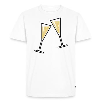2 Glasses Of Sparkling Wine (Funnel / Closed / 3C) - Men's Premium Organic T-Shirt - white - Front - Nico (187cm)