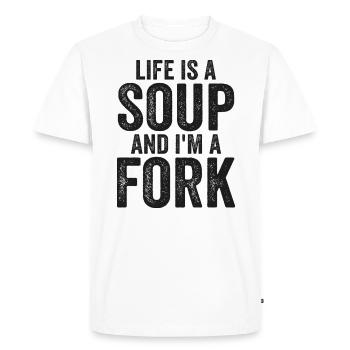 Life Is A Soup And I'm A Fork Tees | Funny - T-shirt Premium bio Homme - blanc - Devant - Nico (187cm)