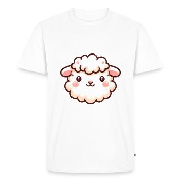 Cute Fluffy Sheep Face Cartoon Design - Men's Premium Organic T-Shirt - white - Front - Nico (187cm)