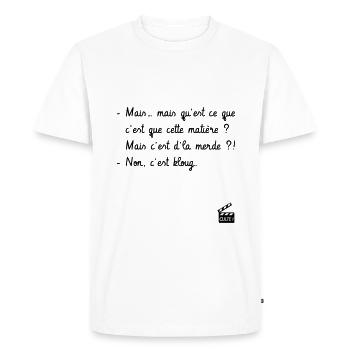 Mais c'est d'la merde ?! Non, c'est kloug - T-shirt Premium bio Homme - blanc - Devant - Nico (187cm)