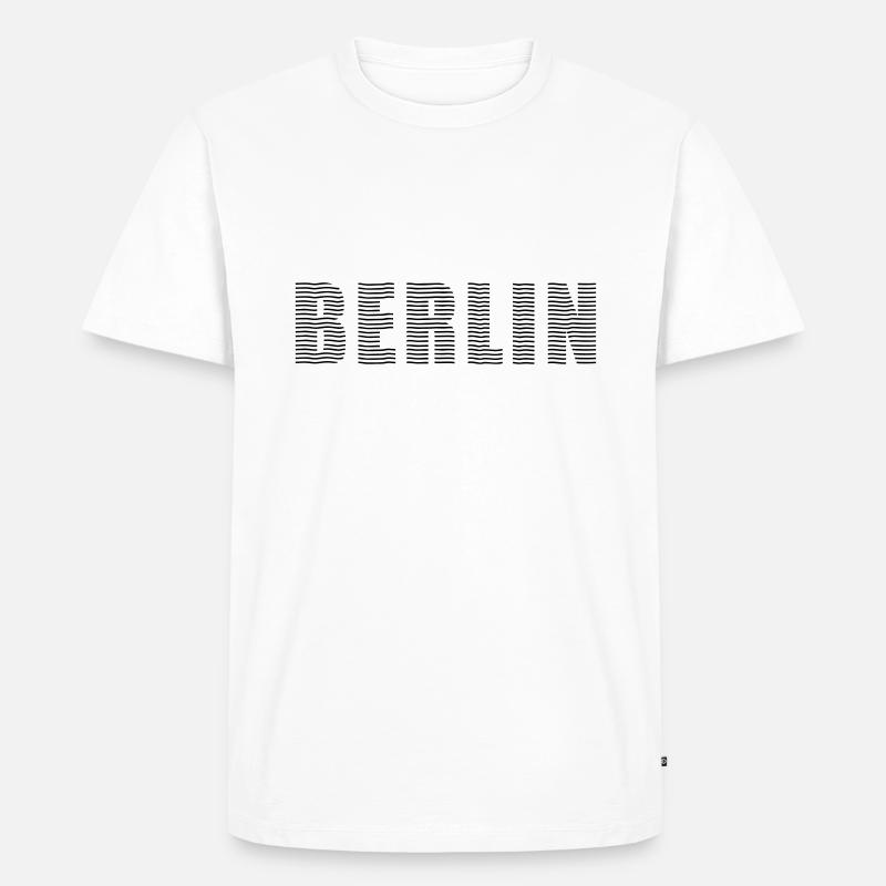 Berlin Linienschrift - Männer Premium Bio T-Shirt - Weiß