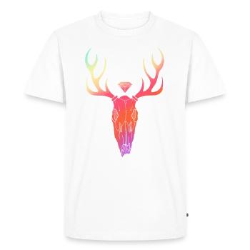 Crâne d'art ligne Stag - T-shirt Premium bio Homme - blanc - Devant - Nico (187cm)