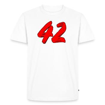42 - red popart numbers - Men's Premium Organic T-Shirt - white - Front - Nico (187cm)